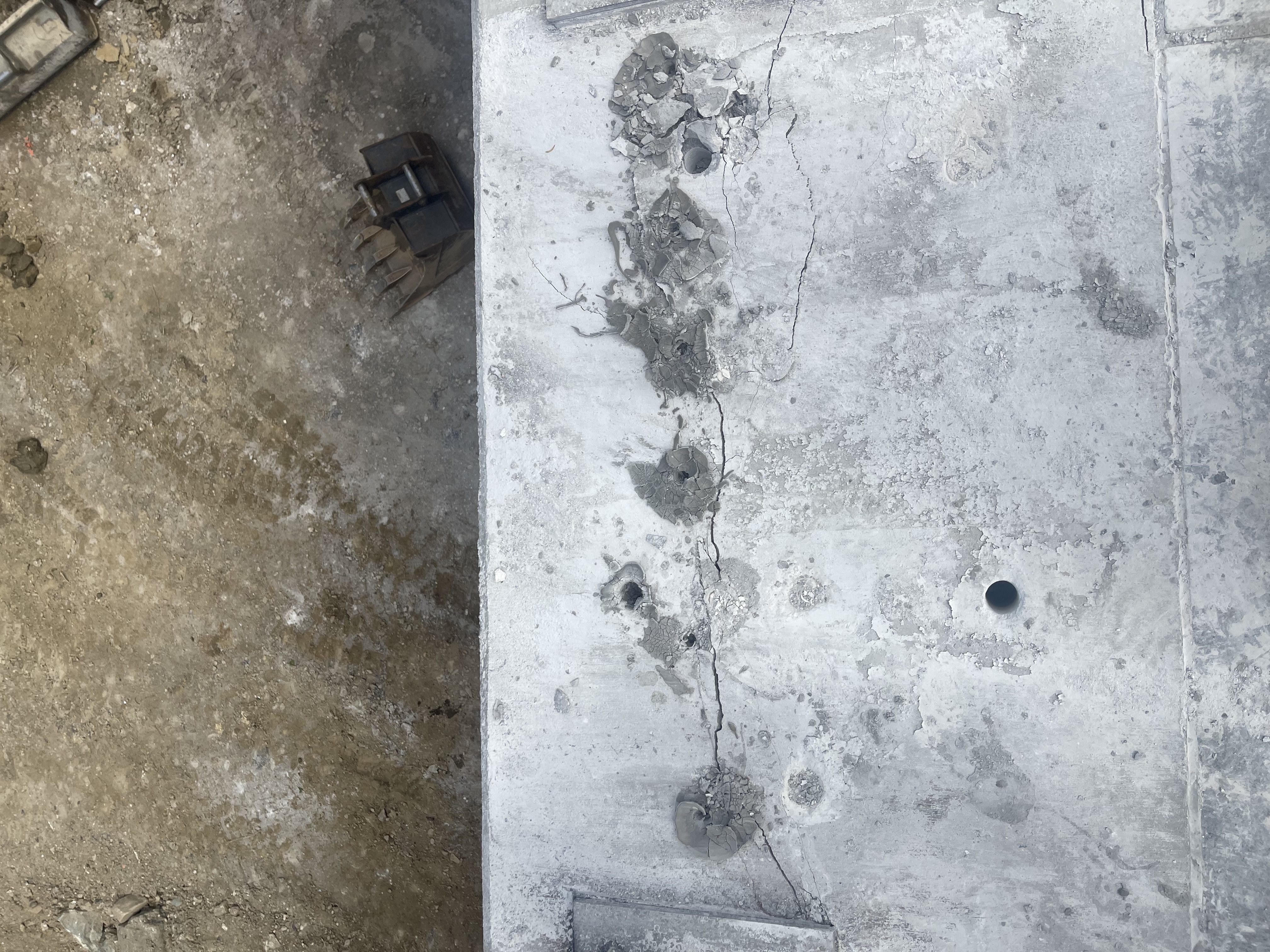 Completed controlled crack along bridge edge