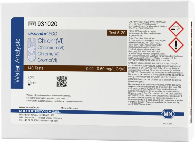 VISOCOLOR ECO Chromium VI test kit used for FRAKTUREX water-soluble chromium screening